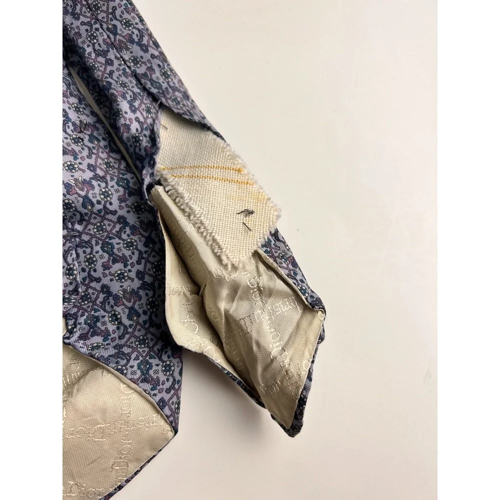 Christian Dior Tie Soft Italy Classic Mens Tie 100% Silk Purple‎ Blue FLAW